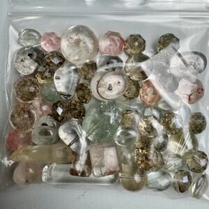 Lot of 62 Clear Natural Quartz & Gemstone Beads Mixed Shapes 52g Jewelry Making
